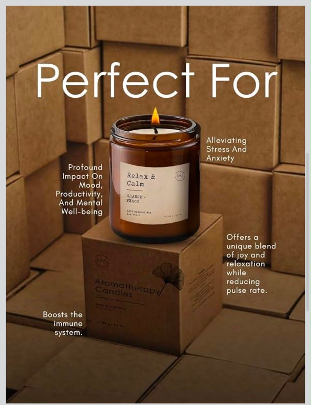IGNITE GEDGETS Natural Wax Aromatherapy Candle in Amber Glass Jar