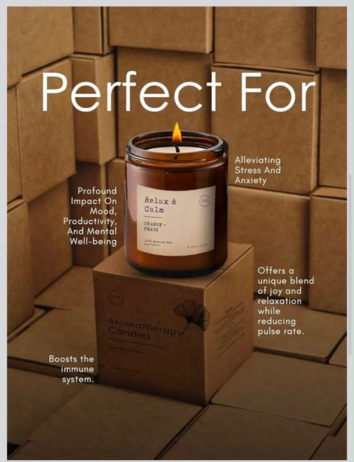 IGNITE GEDGETS Natural Wax Aromatherapy Candle in Amber Glass Jar
