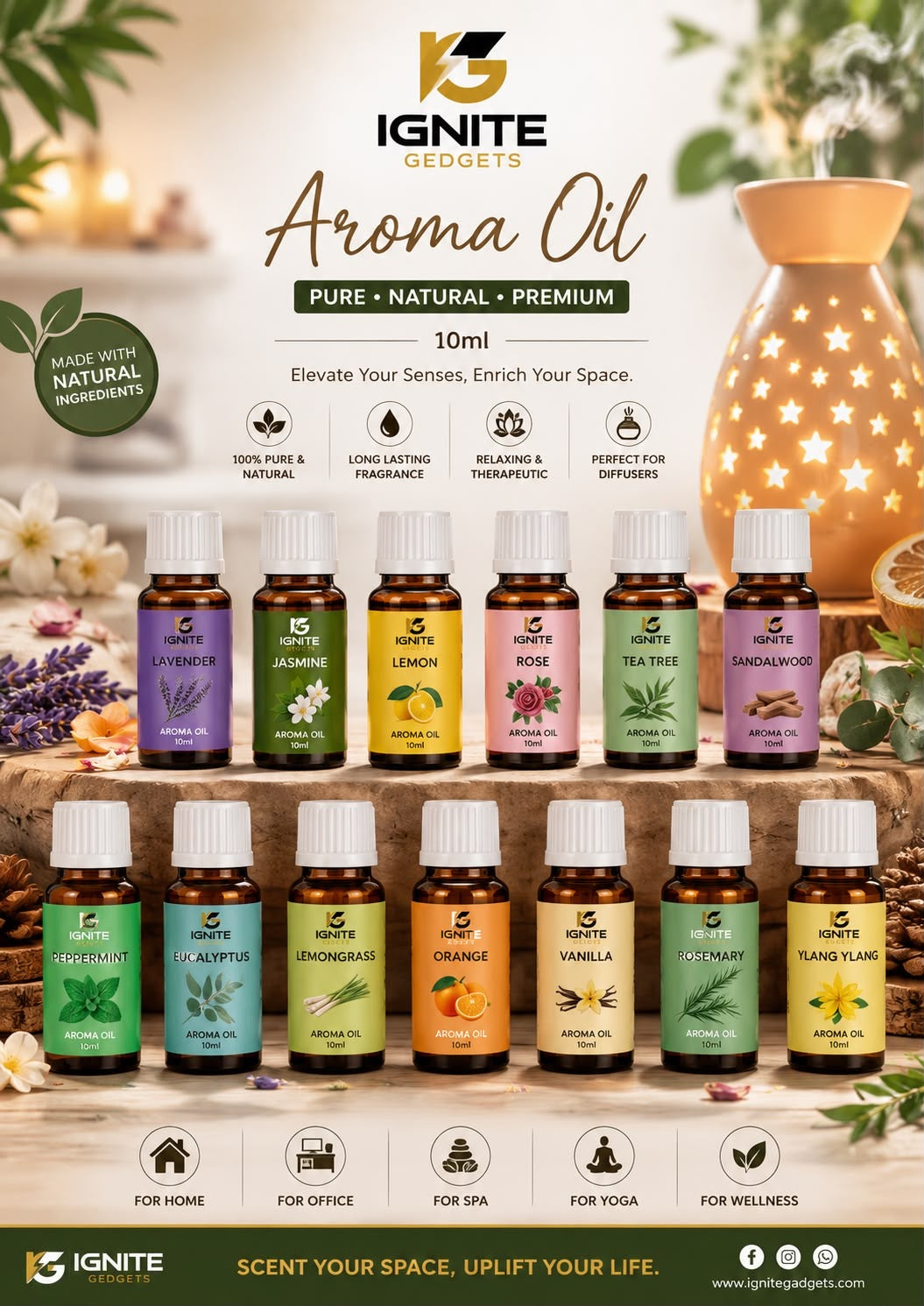 IGNITE PureAura Premium 10ml Essential Aroma Oils⁠