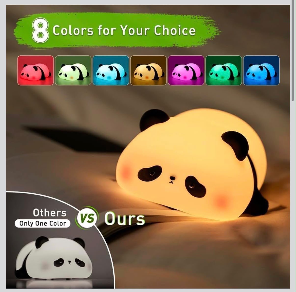 IGNITE GEDGETS Lazy Lying Panda Silicone Night Light (8 Colors + 30-Min Timer)