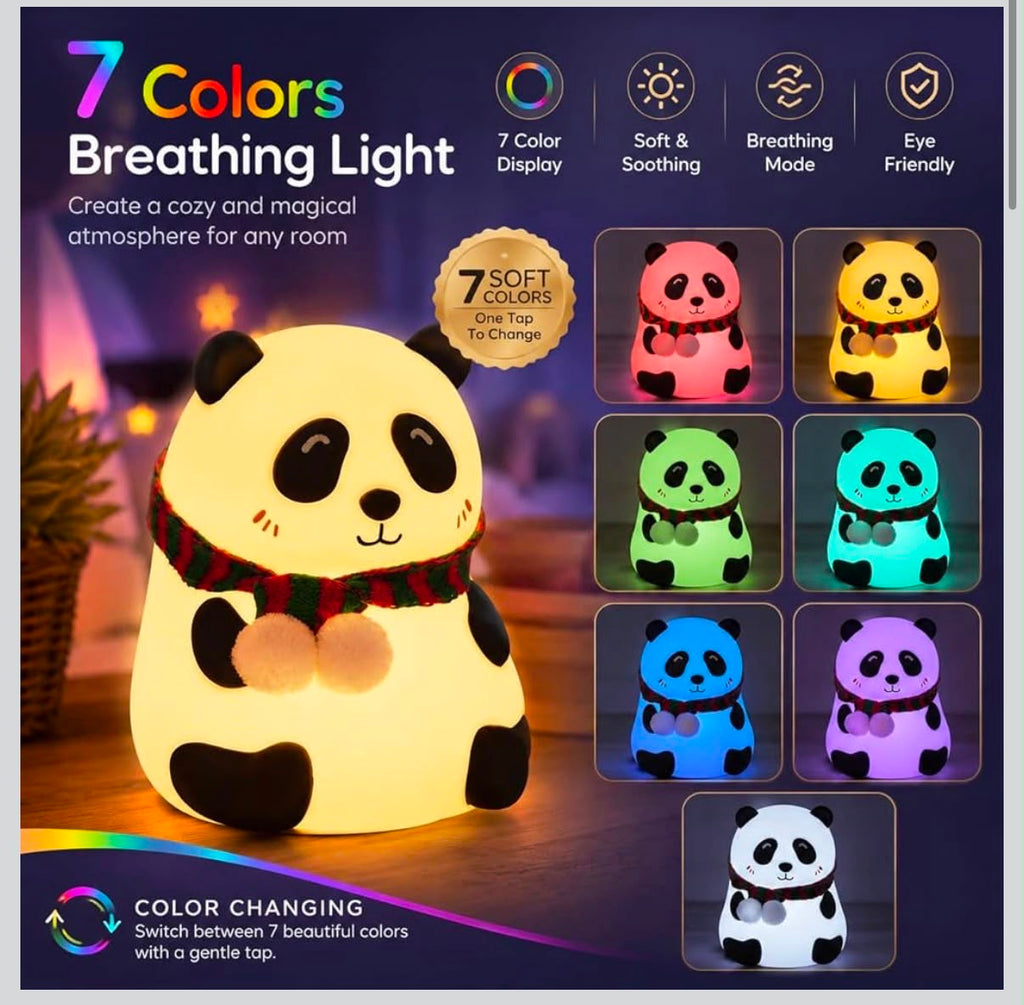 IGNITE GEDGETS Cute Silicone Panda LED Night Light (7-Color Tap Lamp)