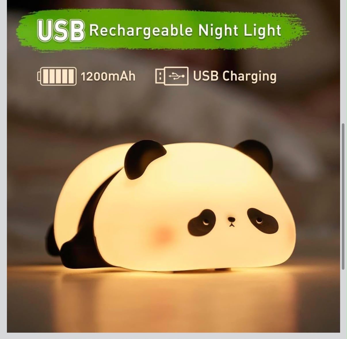 IGNITE GEDGETS Lazy Lying Panda Silicone Night Light (8 Colors + 30-Min Timer)
