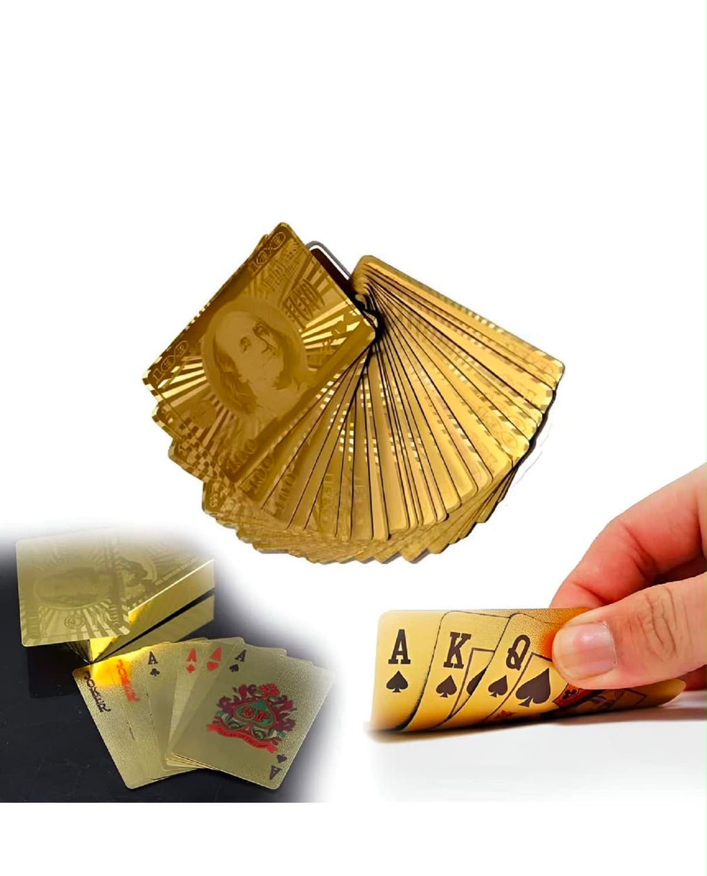 IGNITE GEDGETS LuxeGlow 24K Gold Foil Waterproof Plastic Playing Cards