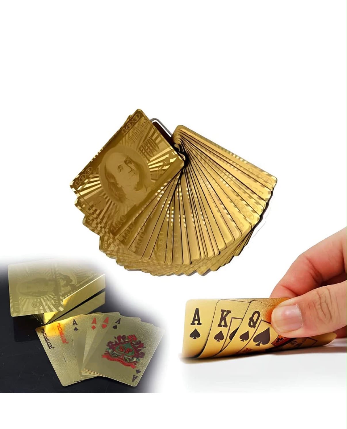 IGNITE GEDGETS LuxeGlow 24K Gold Foil Waterproof Plastic Playing Cards