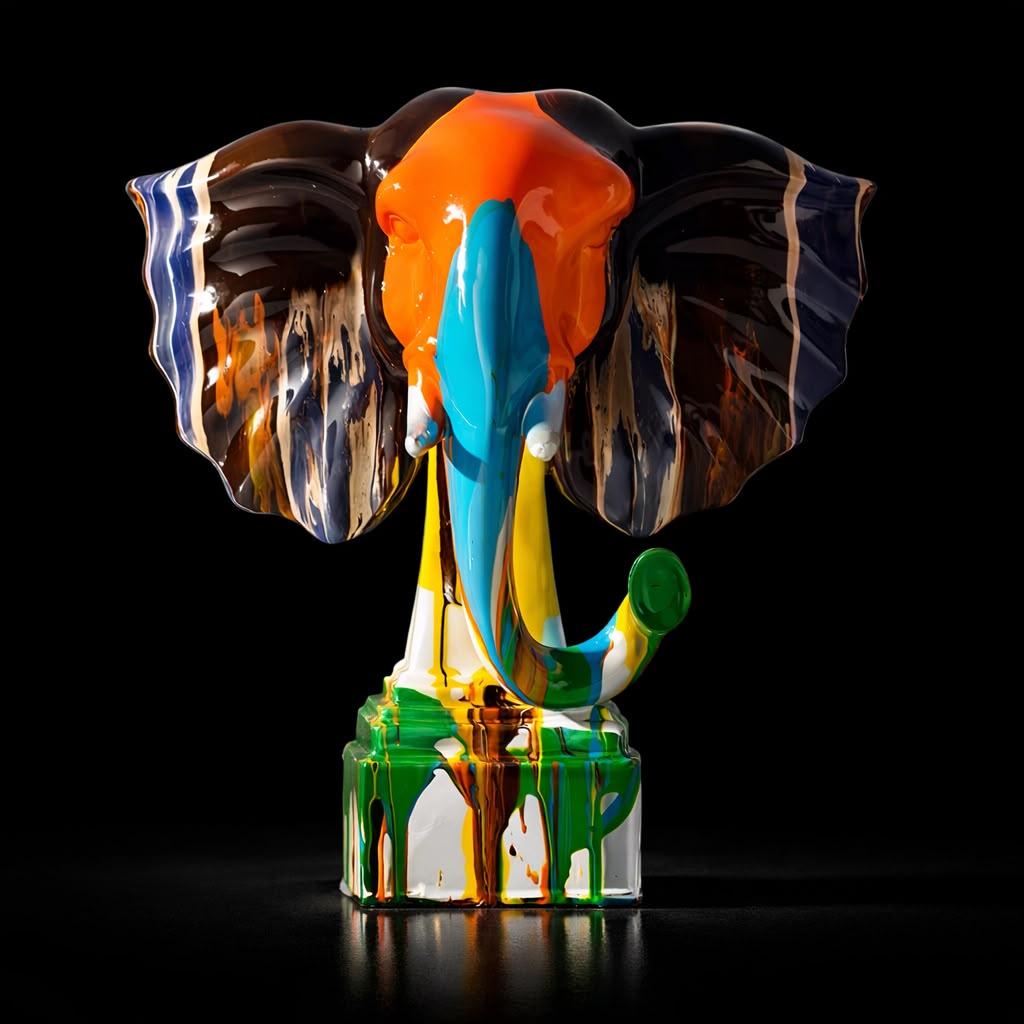IGNITE Chromatic Proboscidea Fluid-Drip Bust Sculpture
