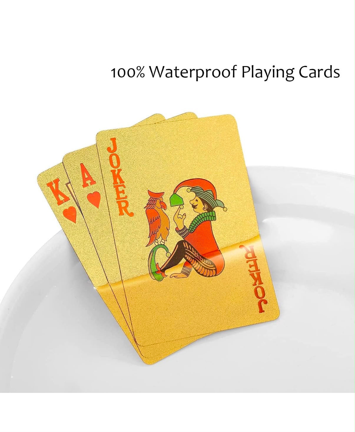 IGNITE GEDGETS LuxeGlow 24K Gold Foil Waterproof Plastic Playing Cards