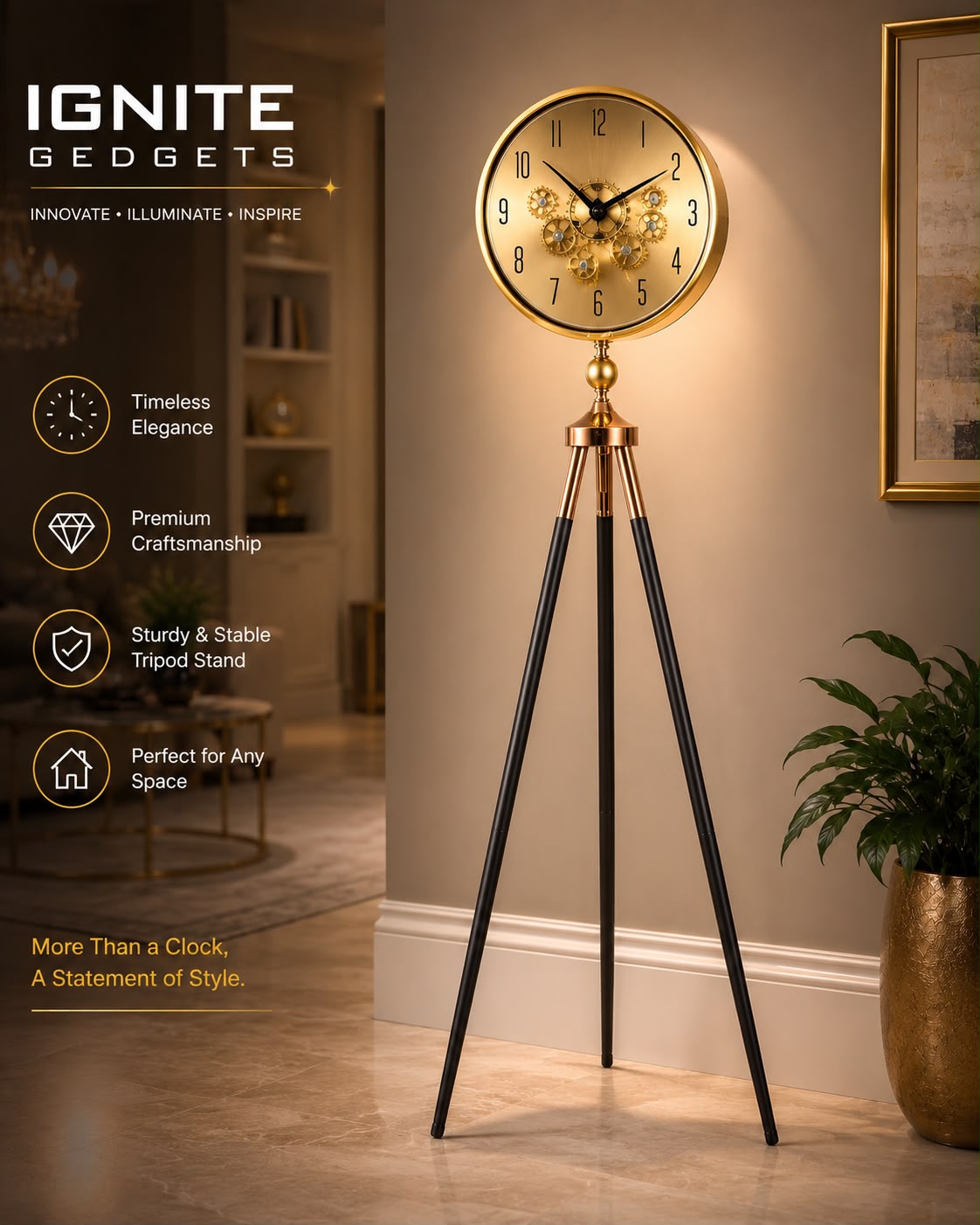 IGNITE Tempus Vintage Steampunk Industrial Beacon Clock