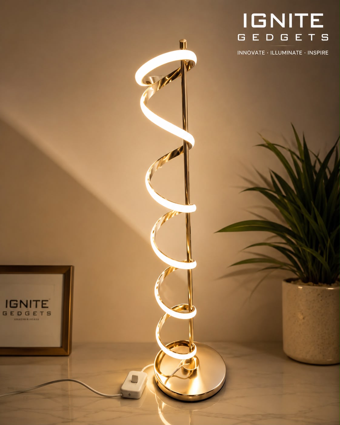 IGNITE Helical Helix Aureum Kinetic Art Lamp