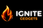 Logo of 'IGNITE Gedgets' with a flame design on a black background