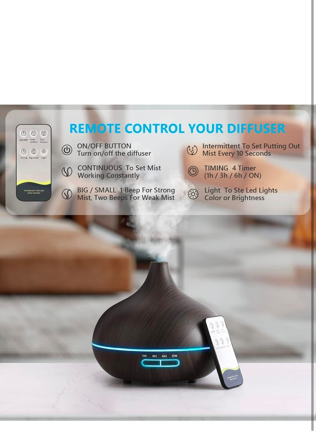 IGNITE SilvaMist Wood-Grain Ultrasonic Aroma Diffuser
