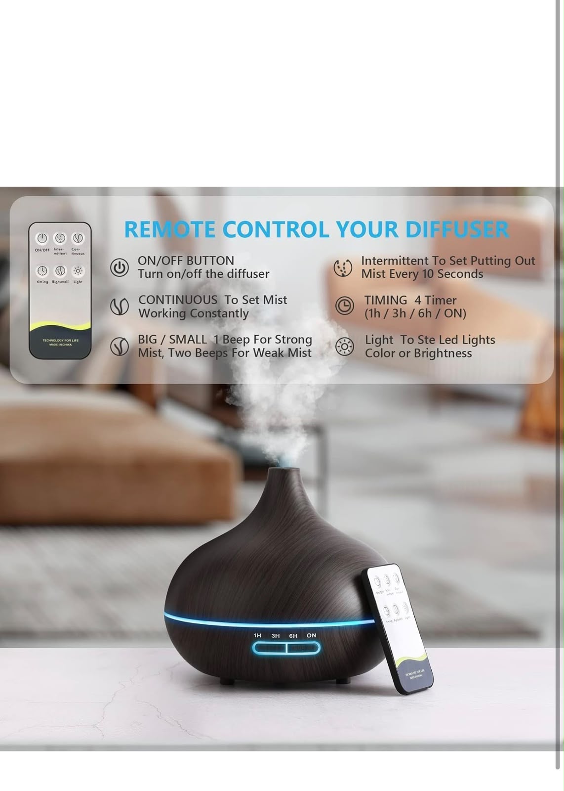 IGNITE SilvaMist Wood-Grain Ultrasonic Aroma Diffuser
