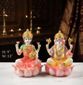 IGNITE GEDGETS Handcrafted White Marble Finish Lakshmi Ganesha Idol Pair for Home Temple