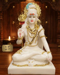 IGNITE GEDGETS Artisanal Adiyogi Bholenath Blessing Statue on Marble Base for Pooja Mandir, Car & Home Decor