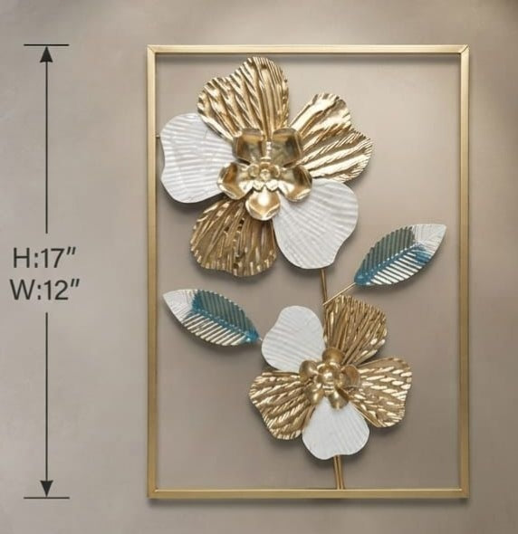 IGNITE GEDGETS Gilded Blossom 3D Metal Frame Wall Sculpture (H: 17" x W: 12")
