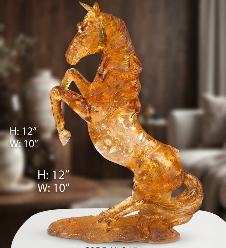 IGNITE GEDGETS Handcrafted Gilded Amber Equine Showpiece for Living Room Console & Office Desk