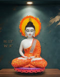 IGNITE GEDGETS Handcrafted Marble-Finish Gautam Buddha Showpiece with Halo for Home & Office