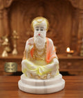 IGNITE GEDGETS 8-Inch Guru Nanak Dev Ji Handcrafted White Marble Dust Idol with Gold Embellishments (H: 8" x W: 6")