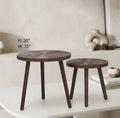 IGNITE GEDGETS Handcrafted Dark Walnut Tripod End Tables with Carved Concentric Ripple Tops