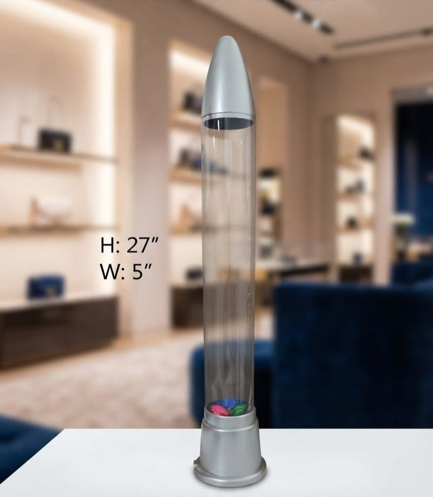 IGNITE GEDGETS Grand Kinetic Water Tower Floor & Tabletop Mood Light with Swimming Fish & Brushed Silver Accents