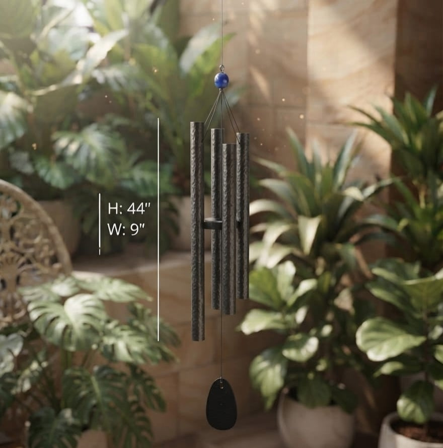 IGNITE GEDGETS 44-Inch Architectural Tuned Bell Chime with Teardrop Wind Catcher for Balcony & Veranda