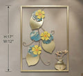 IGNITE GEDGETS Blooming Flora Metal Frame Wall Sculpture with Vase (H: 17" x W: 12")