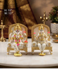 IGNITE GEDGETS Divine Lakshmi Ganesha Idol Set with Ornate High-Back Arched Thrones for Diwali Pooja & Mandir
