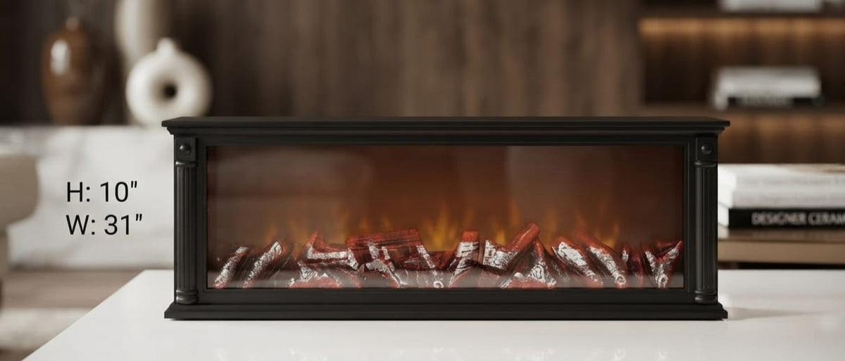 IGNITE GEDGETS Nordic Smokeless Ambient Fireplace Light with Fluted Column Trim