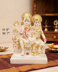 IGNITE GEDGETS White Marble Finish Shiva Parvati Ganesha Kartikeya Family Idol for Home Mandir