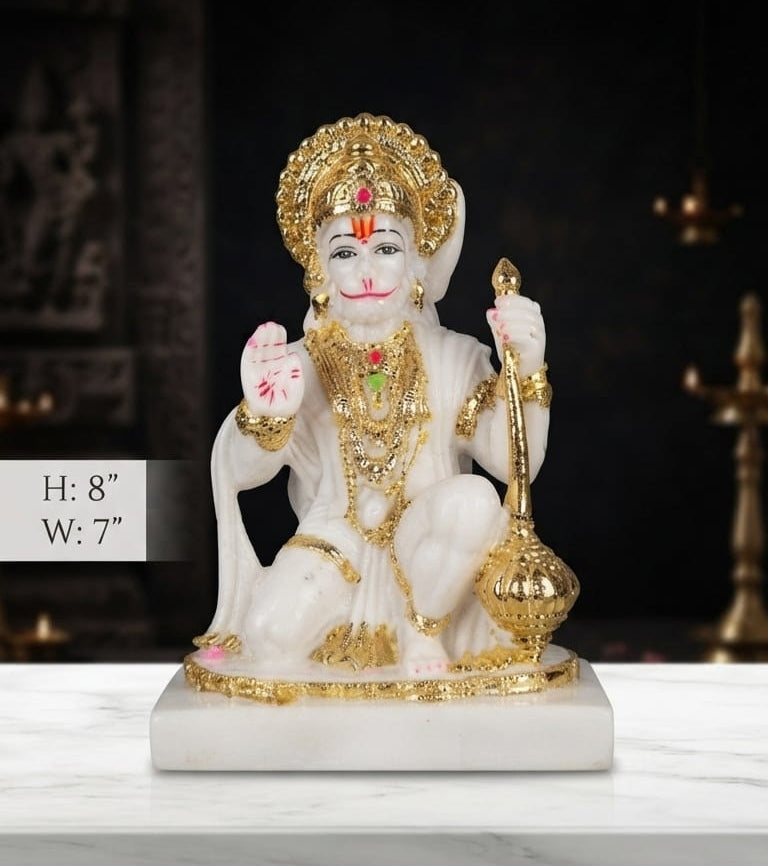 IGNITE GEDGETS Divine Bajrangbali Sankat Mochan Hanuman Idol in Kneeling Blessing Posture for Pooja Mandir