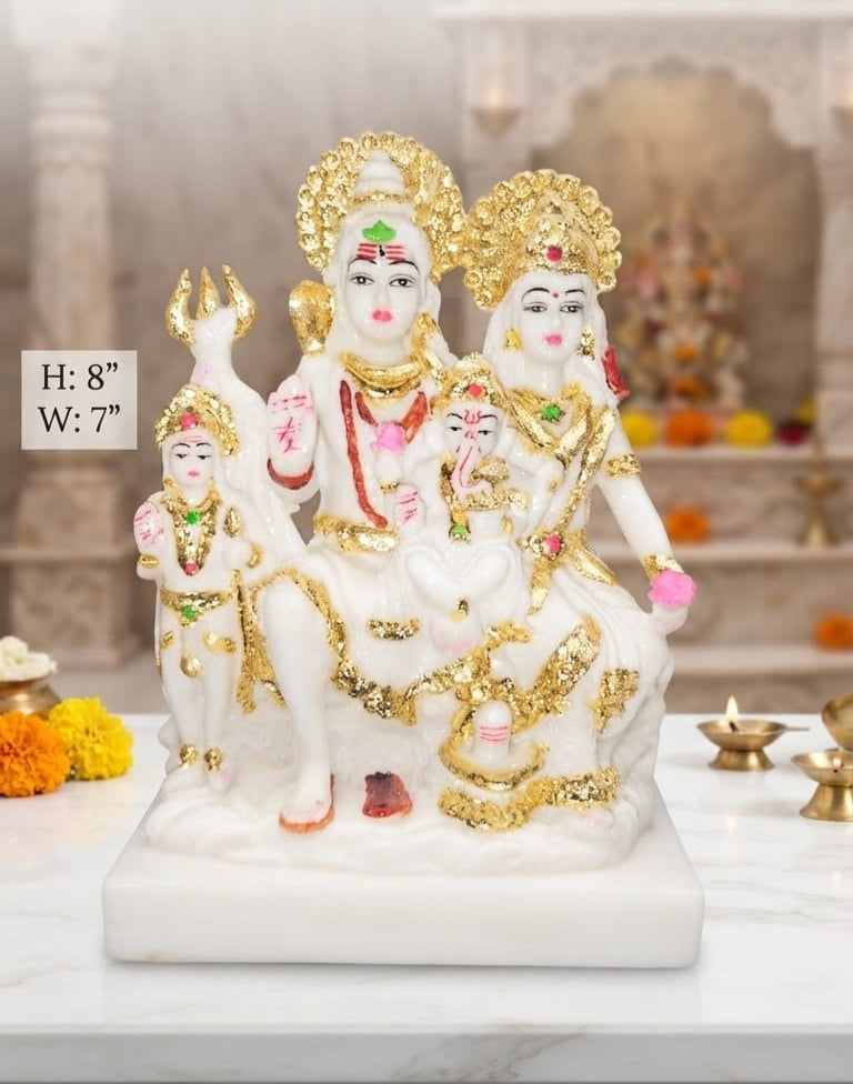 IGNITE GEDGETS White Marble Finish Shiva Parvati Ganesh Kartikeya Idol for Mandir