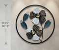 IGNITE GEDGETS Dual Blossom Circular Metal Frame Wall Sculpture (H: 15" x W: 15")
