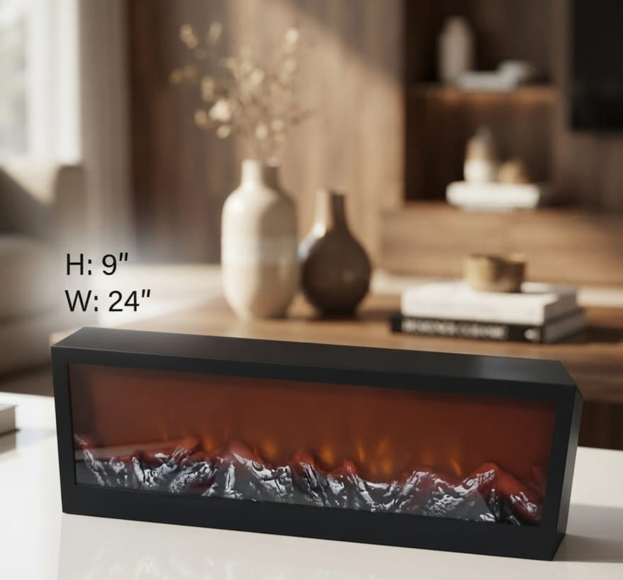 IGNITE GEDGETS Sleek Matte Black Smokeless Ambient Fireplace Mood Light for Living Room & Bedroom