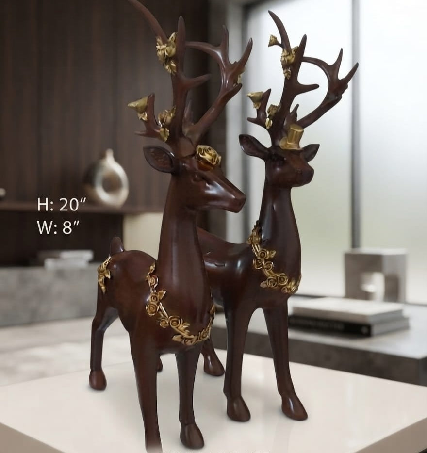 IGNITE GEDGETS Handcrafted Nordic Polyresin Stag Figurines for Living Room Console & Foyer