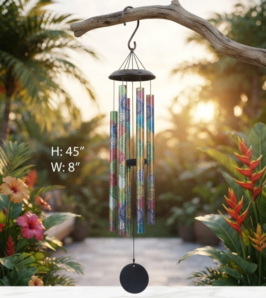 IGNITE GEDGETS Handcrafted Multi-Color Floral Mandala Resonant Wind Chime for Harmony, Joy & Positive Chi