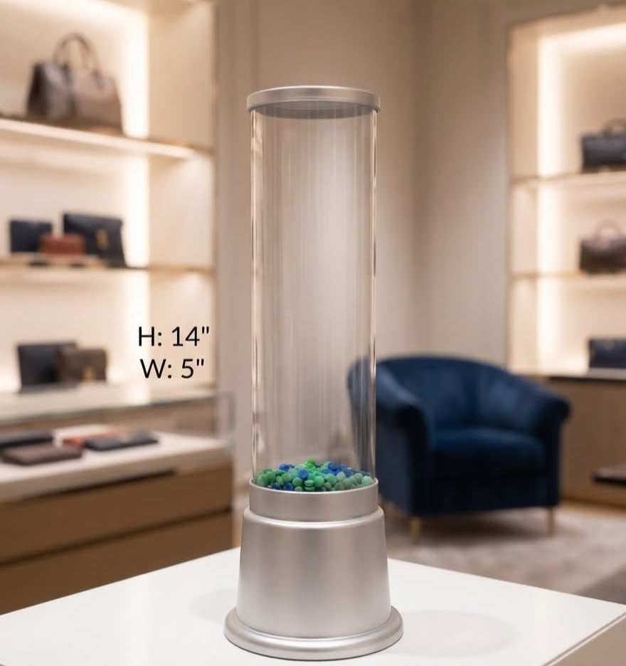 IGNITE GEDGETS Cylindrical Hydrodynamic Mood Light with Calming Floating Beads & Metallic Pedestal Base