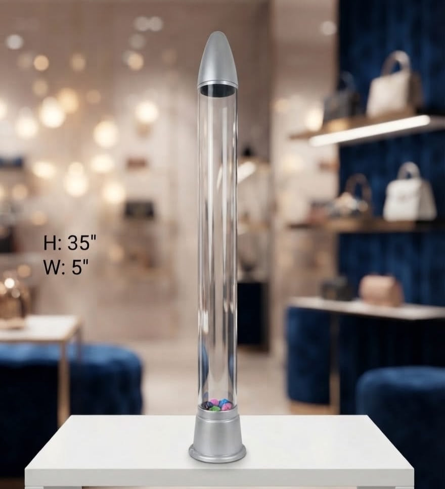 IGNITE GEDGETS Grand Floor-Standing Kinetic Water Bubble Tower with Calming Aquatic Elements & Silver Rocket Cap