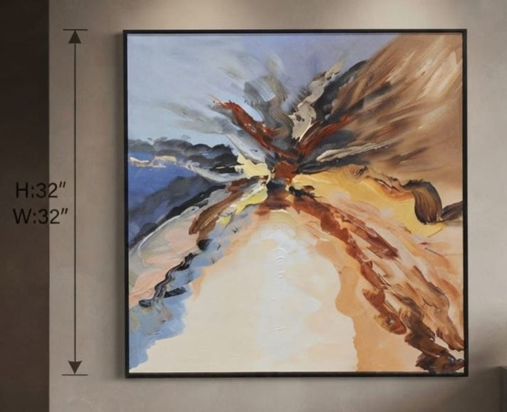 IGNITE GEDGETS TerraBurst 3D Textured Abstract Framed Canvas Wall Art (32" x 32")