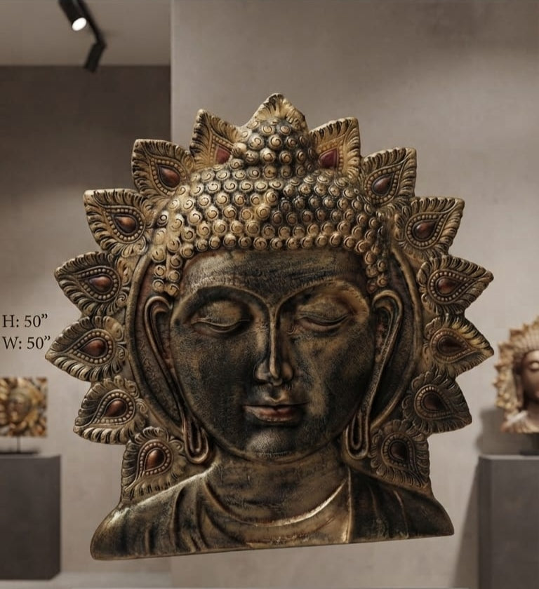IGNITE GEDGETS Handcrafted 3D Meditative Gautam Buddha Head Wall Hanging for Living Room & Foyer