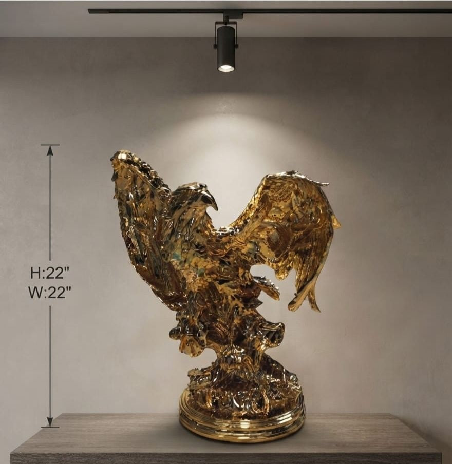 IGNITE GEDGETS Soaring Golden Eagle Luxury Showpiece (H: 22" x W: 22" Statement Sculpture)