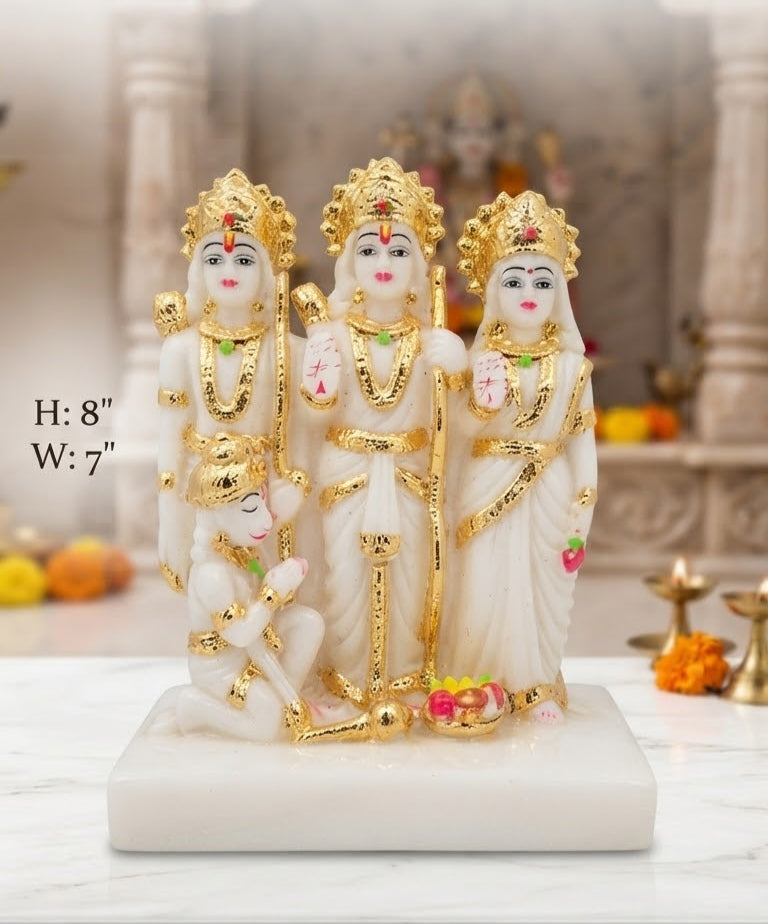 IGNITE GEDGETS White Marble Finish Ram Sita Laxman Hanuman Ji Idol for Mandir