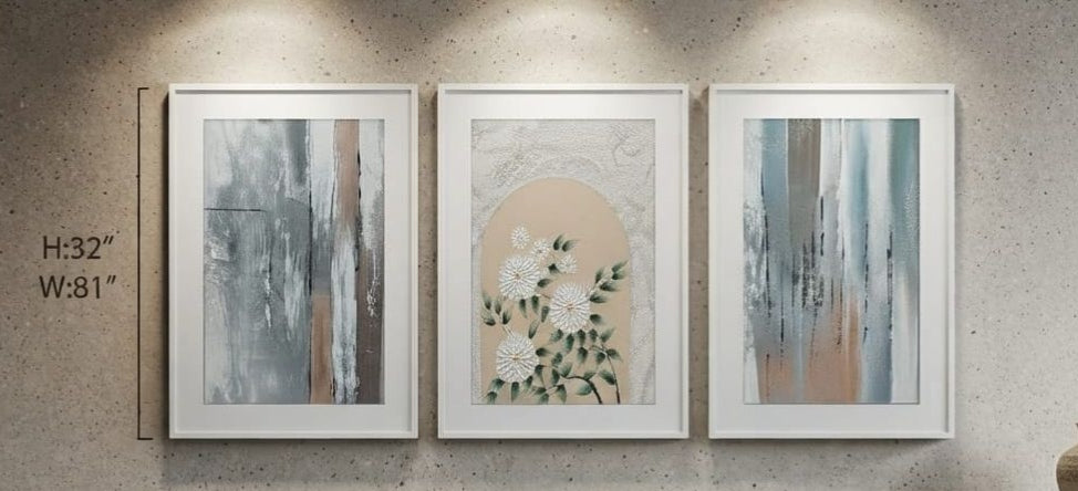 IGNITE GEDGETS Serene Horizon 3-Piece Framed Canvas Wall Art Set (H: 32" x W: 81")