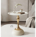 IGNITE GEDGETS Sculptural Cream & Brushed Gold Round Drink Table with Anti-Spill Edge