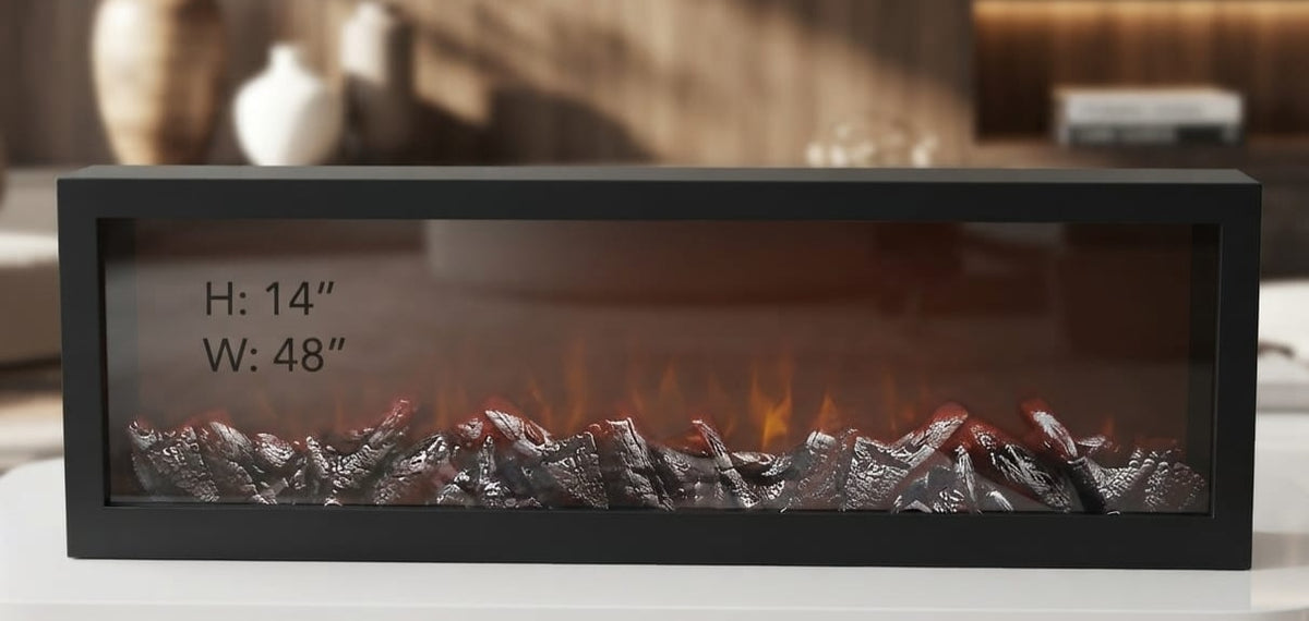 IGNITE GEDGETS Architectural Matte Black Ambient Fireplace Mantel Lamp with Simulated Flame Display