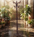 IGNITE GEDGETS Vintage Mahogany Free-Standing Wooden Coat & Hat Rack Stand (H: 71" x W: 15")