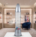 IGNITE GEDGETS Tall Brushed Silver Kinetic Aquarium Water Tower with Swimming Fish & Calming Bubbles