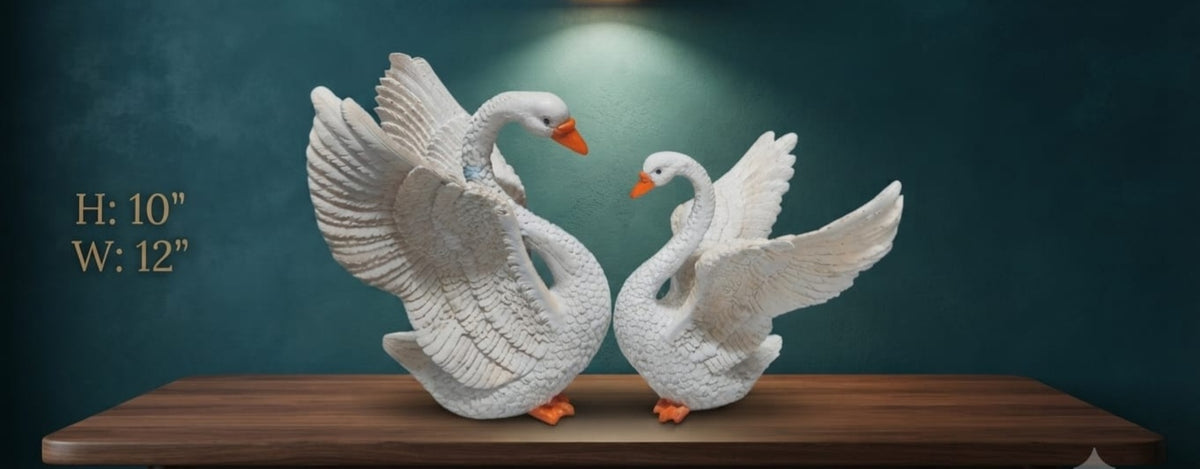 IGNITE GEDGETS Handcrafted Polyresin Mating Swans Centerpiece for Living Room & Console Table
