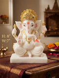 IGNITE GEDGETS White Marble Finish Lord Ganesha Murti for Home Mandir & Office Desk