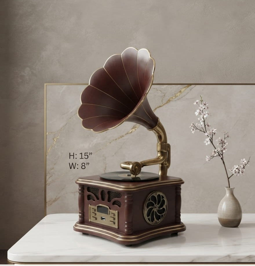 IGNITE GEDGETS Handcrafted Tabletop Vintage Gramophone Showpiece for Living Room, Study & Office Decor