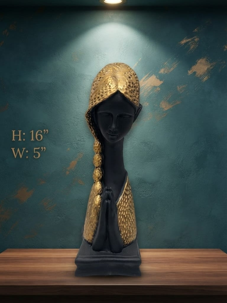 IGNITE GEDGETS Namaste Lady Modern Art Sculpture (16 Inch Antique Gold & Black)