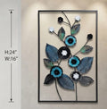 IGNITE GEDGETS Cyan Flora 3D Metal Frame Wall Sculpture (H: 24" x W: 16")